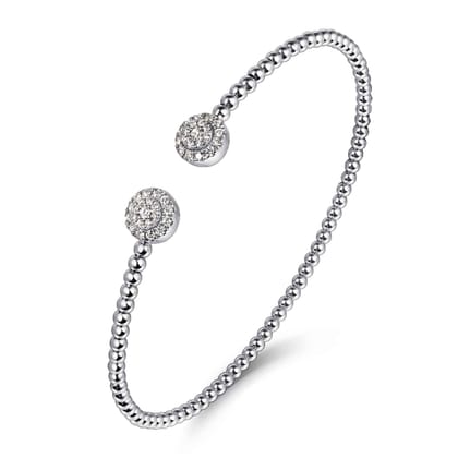 14K White Gold Bujukan Cluster Diamond Split Bangle