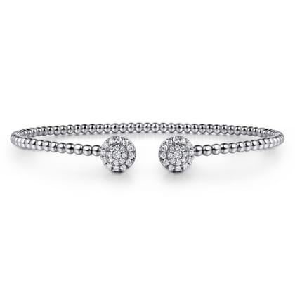 14K White Gold Bujukan Cluster Diamond Split Bangle