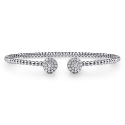 14K White Gold Bujukan Cluster Diamonds Split Bangle