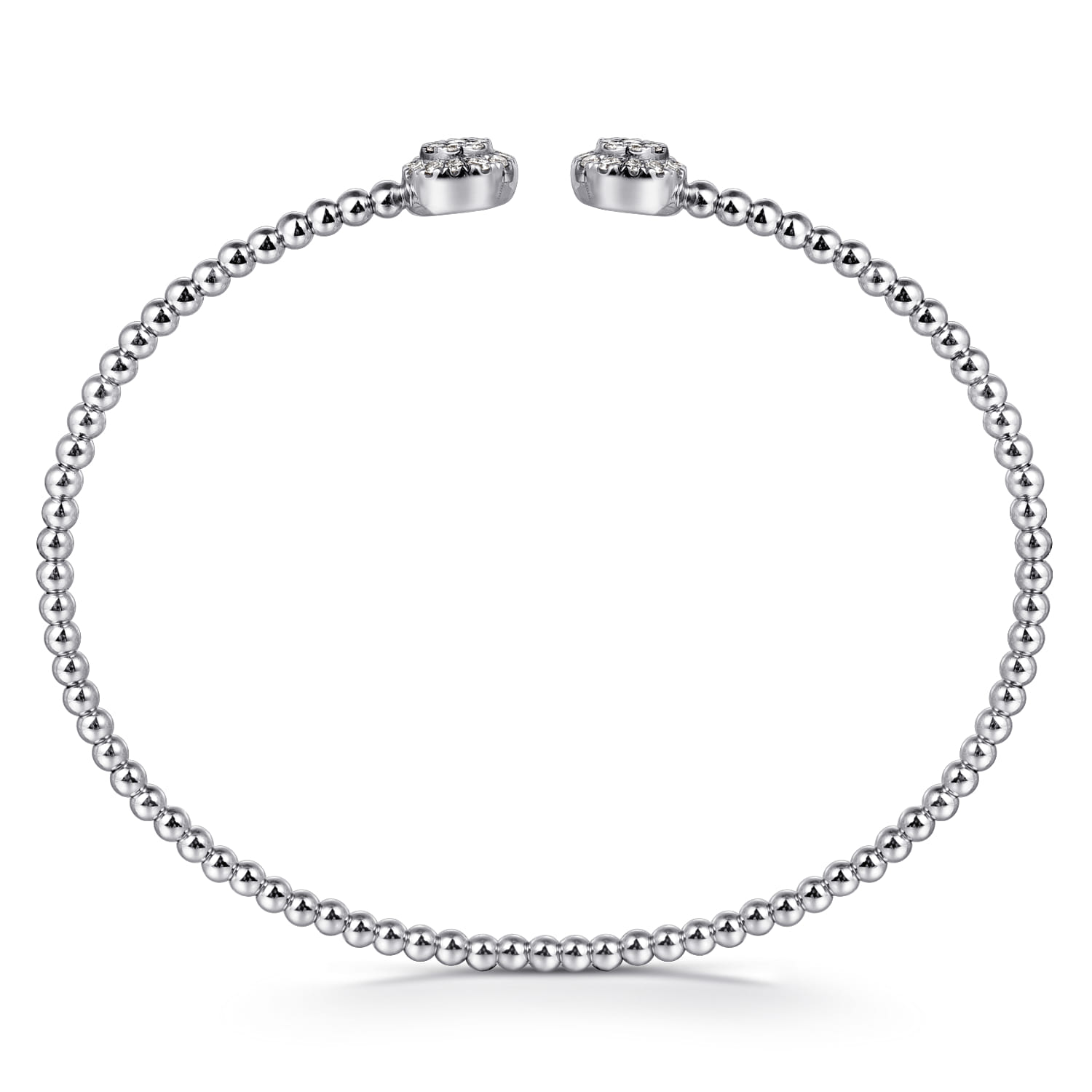 14K White Gold Bujukan Cluster Diamonds Split Bangle - 0.3 ct - Shot 3