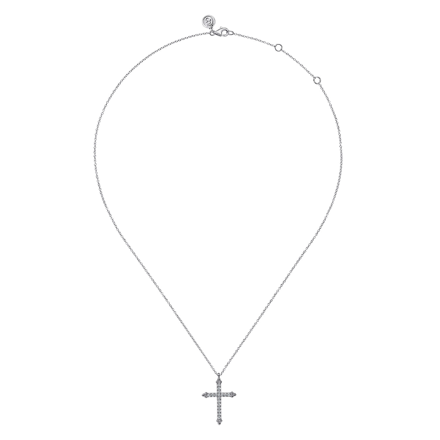 14K White Gold Bujukan Cross Diamond Pendant Necklace - 0.25 ct - Shot 2