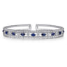 14K White Gold Bujukan Cuff Bracelet with Marquise Sapphire and Round Diamonds - 0.25 ct