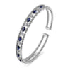 14K White Gold Bujukan Cuff Bracelet with Marquise Sapphire and Round Diamonds - 0.25 ct