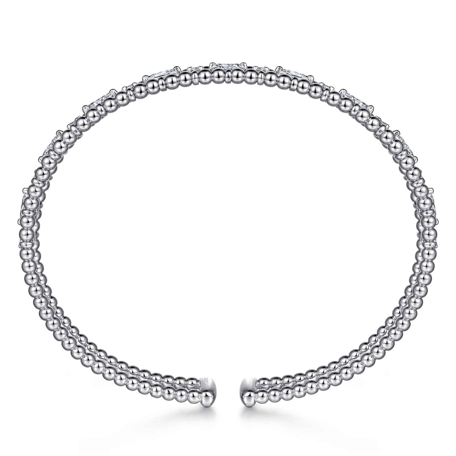 14K White Gold Bujukan Cuff Bracelet with Marquise and Round Diamonds - 1.4 ct - Shot 3