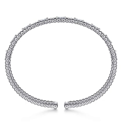 14K White Gold Bujukan Cuff Bracelet with Marquise and Round Diamonds