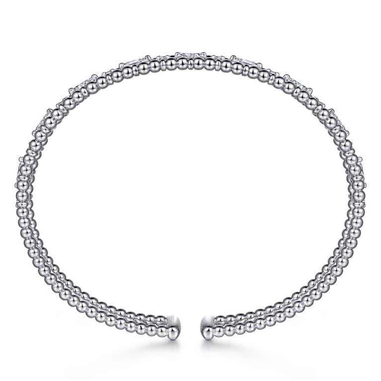 14K White Gold Bujukan Cuff Bracelet with Marquise and Round Diamonds - 1.4 ct - Shot 3