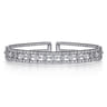 14K White Gold Bujukan Cuff Bracelet with Marquise and Round Diamonds - 1.4 ct