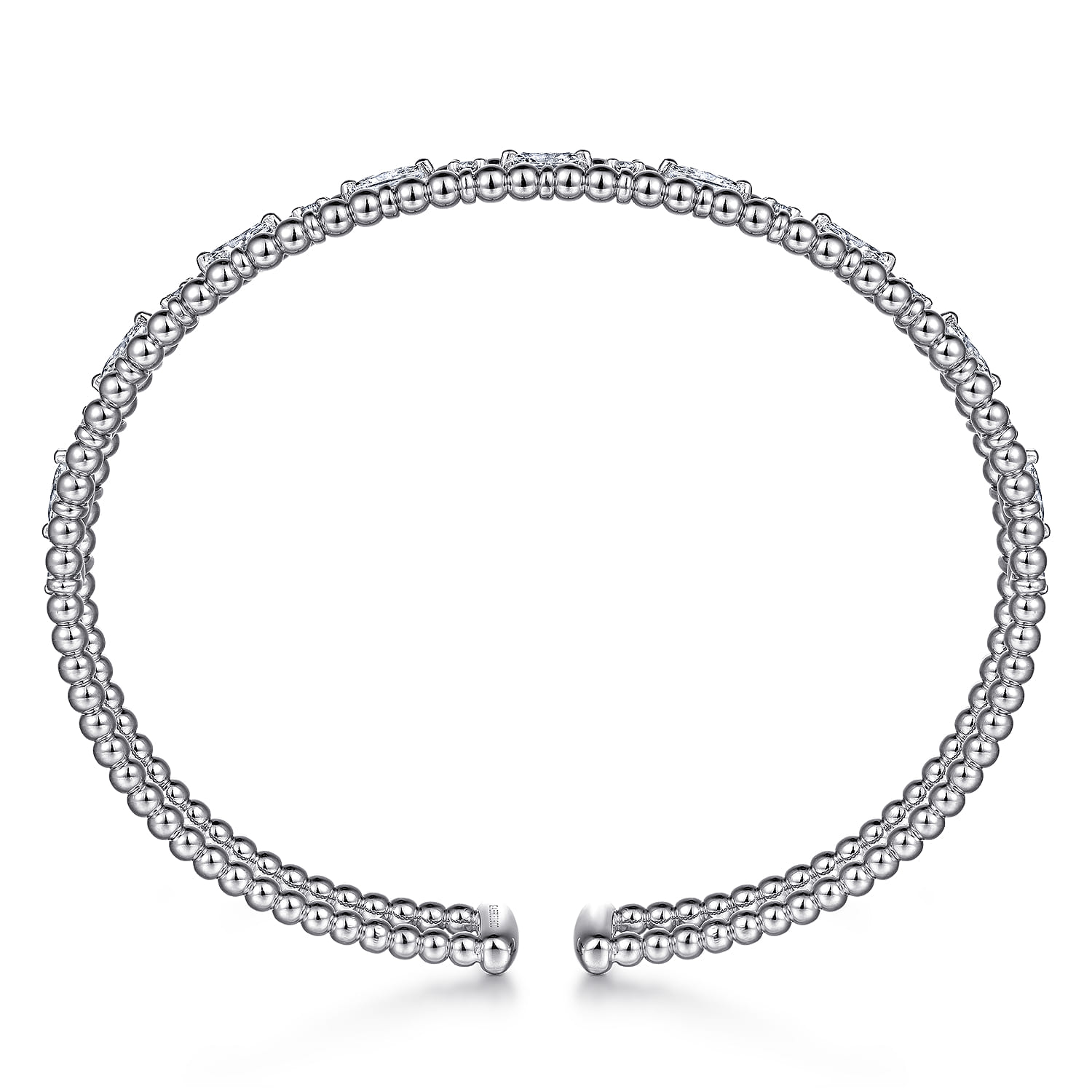 14K White Gold Bujukan Cuff Bracelet with Marquise and Round Diamonds - 1.4 ct - Shot 3