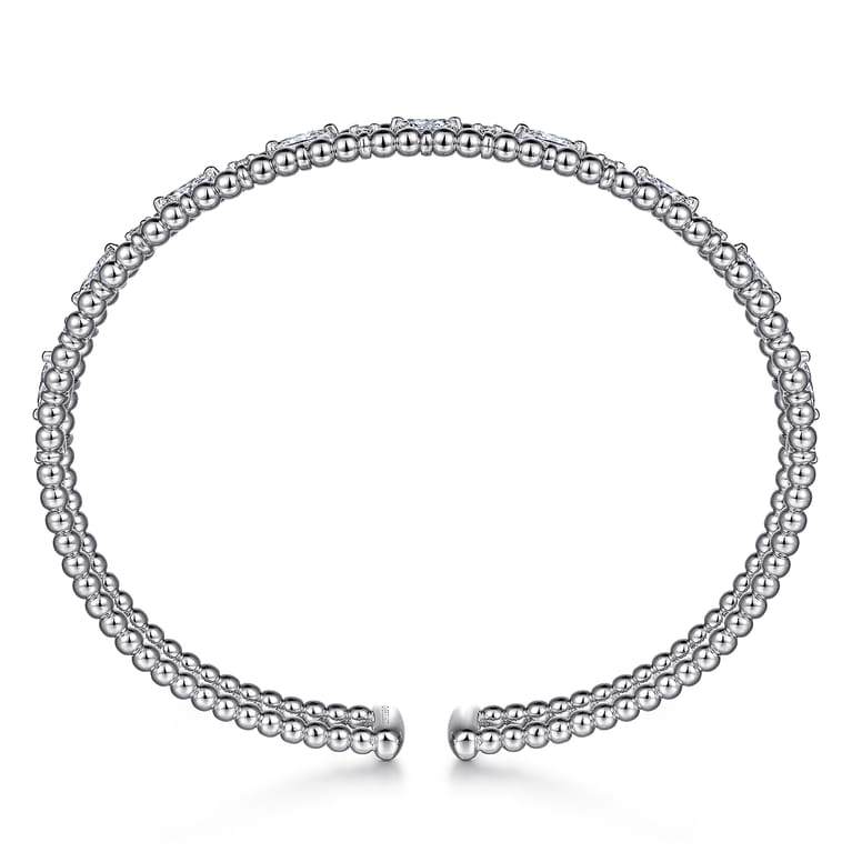 14K White Gold Bujukan Cuff Bracelet with Marquise and Round Diamonds - 1.4 ct - Shot 3