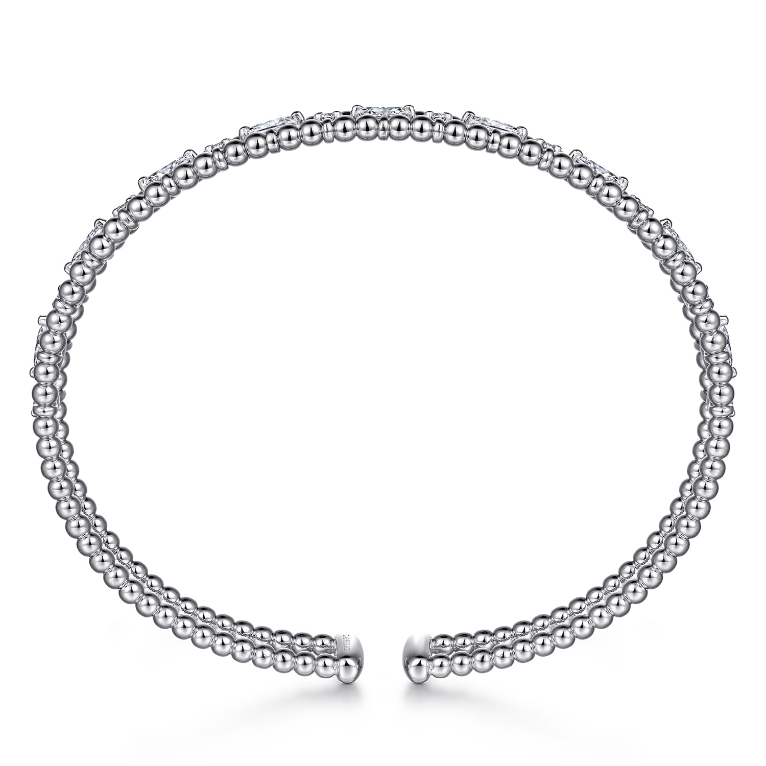14K White Gold Bujukan Cuff Bracelet with Marquise and Round Diamonds - 1.4 ct - Shot 3