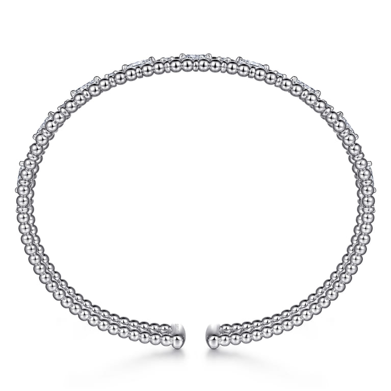 14K White Gold Bujukan Cuff Bracelet with Marquise and Round Diamonds - 1.4 ct - Shot 3