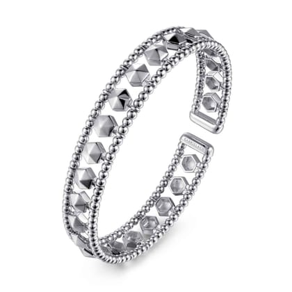 14K White Gold Bujukan Cuff Bracelet