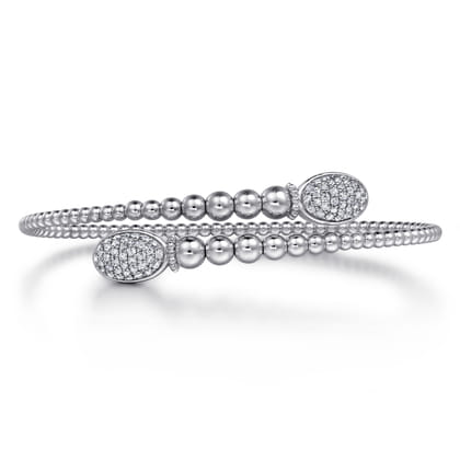 14K White Gold Bujukan Diamond Bangle