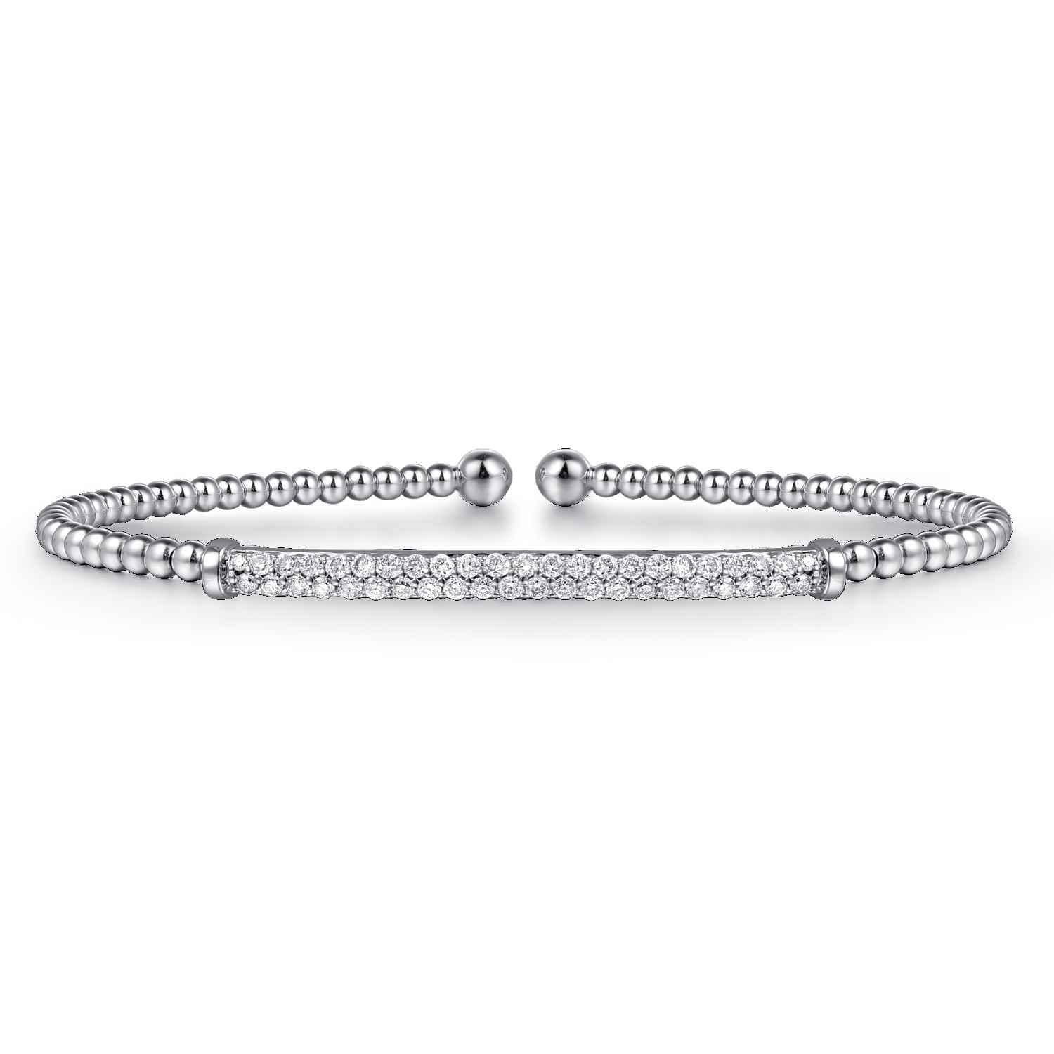 14K White Gold Bujukan Diamond Bar Split Bangle - 0.31 ct - Shot 1