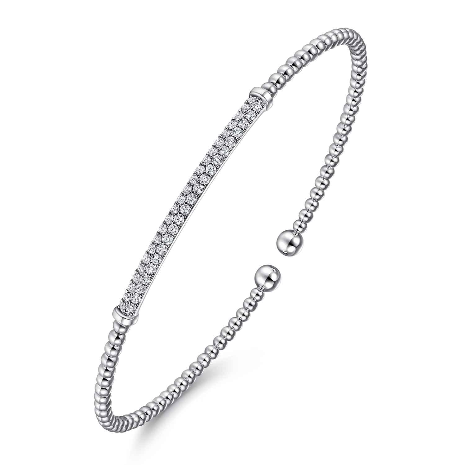14K White Gold Bujukan Diamond Bar Split Bangle - 0.31 ct - Shot 2