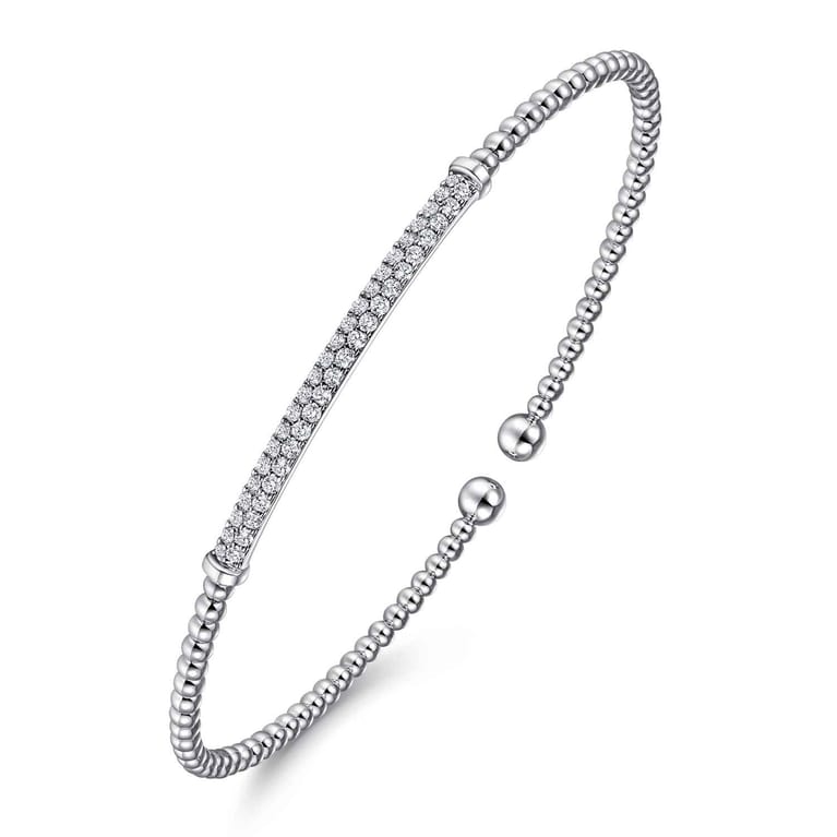 14K White Gold Bujukan Diamond Bar Split Bangle - 0.31 ct - Shot 2