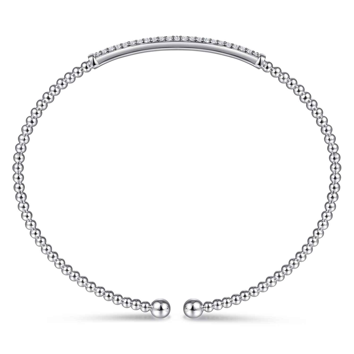 14K White Gold Bujukan Diamond Bar Split Bangle - 0.31 ct - Shot 3