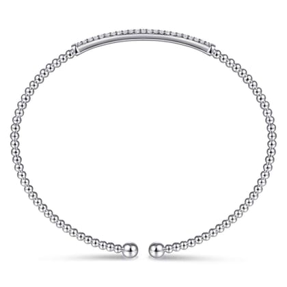 14K White Gold Bujukan Diamond Bar Split Bangle