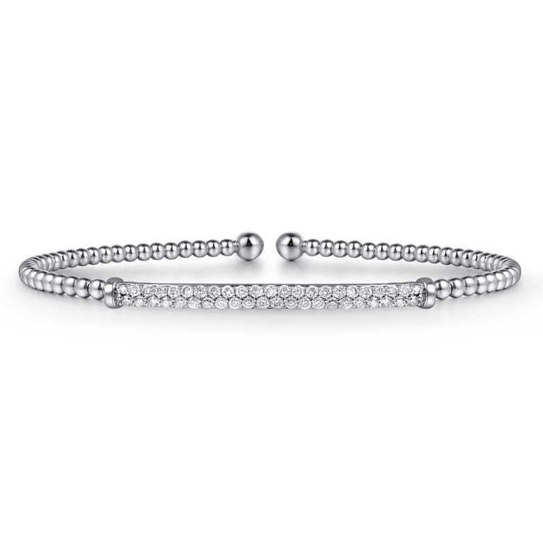 14K White Gold Bujukan Diamond Bar Split Bangle - 0.3 ct - Shot 1