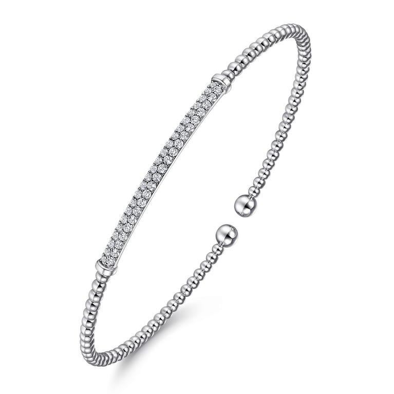 14K White Gold Bujukan Diamond Bar Split Bangle - 0.3 ct - Shot 2