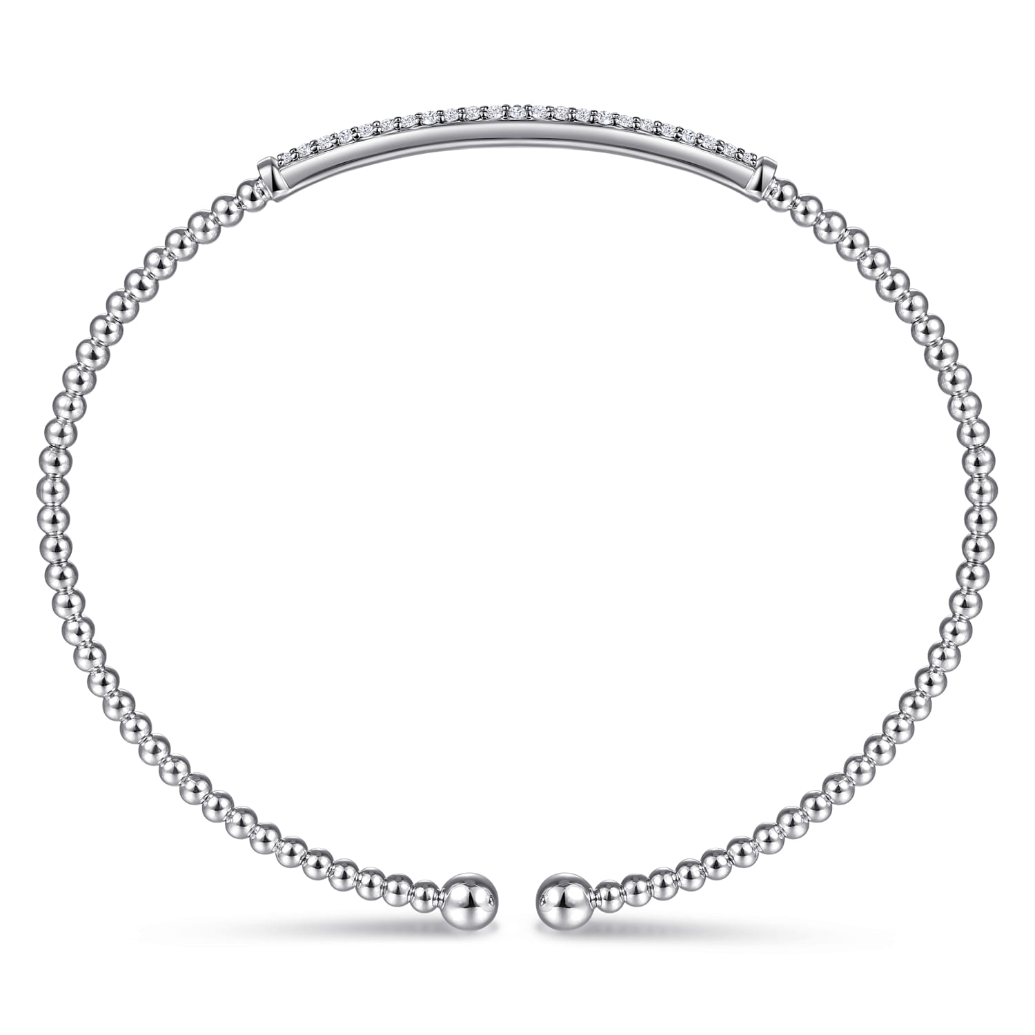 14K White Gold Bujukan Diamond Bar Split Bangle - 0.31 ct - Shot 3