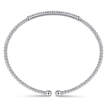 14K White Gold Bujukan Diamond Bar Split Bangle