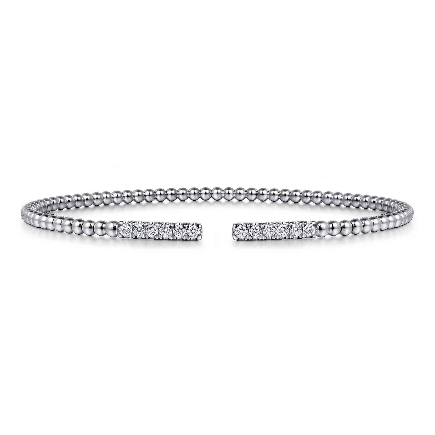 14K White Gold Bujukan Diamond Bars Bangle - 0.3 ct - Shot 1