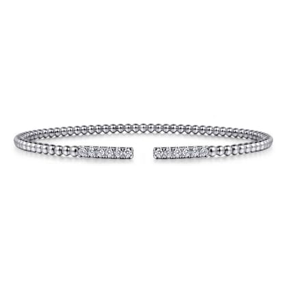 14K White Gold Bujukan Diamond Bars Bangle