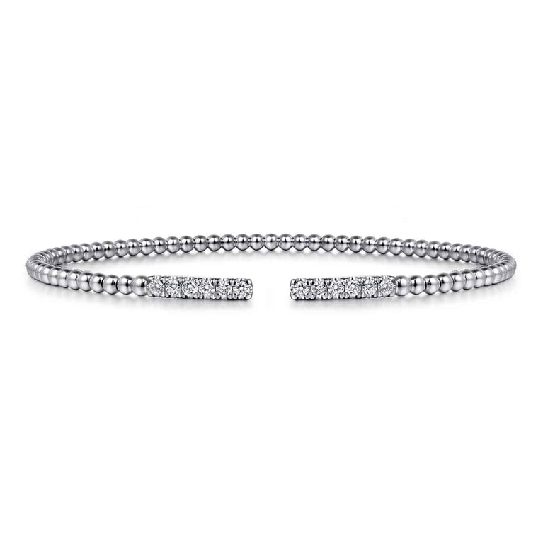 14K White Gold Bujukan Diamond Bars Bangle - 0.3 ct - Shot 1