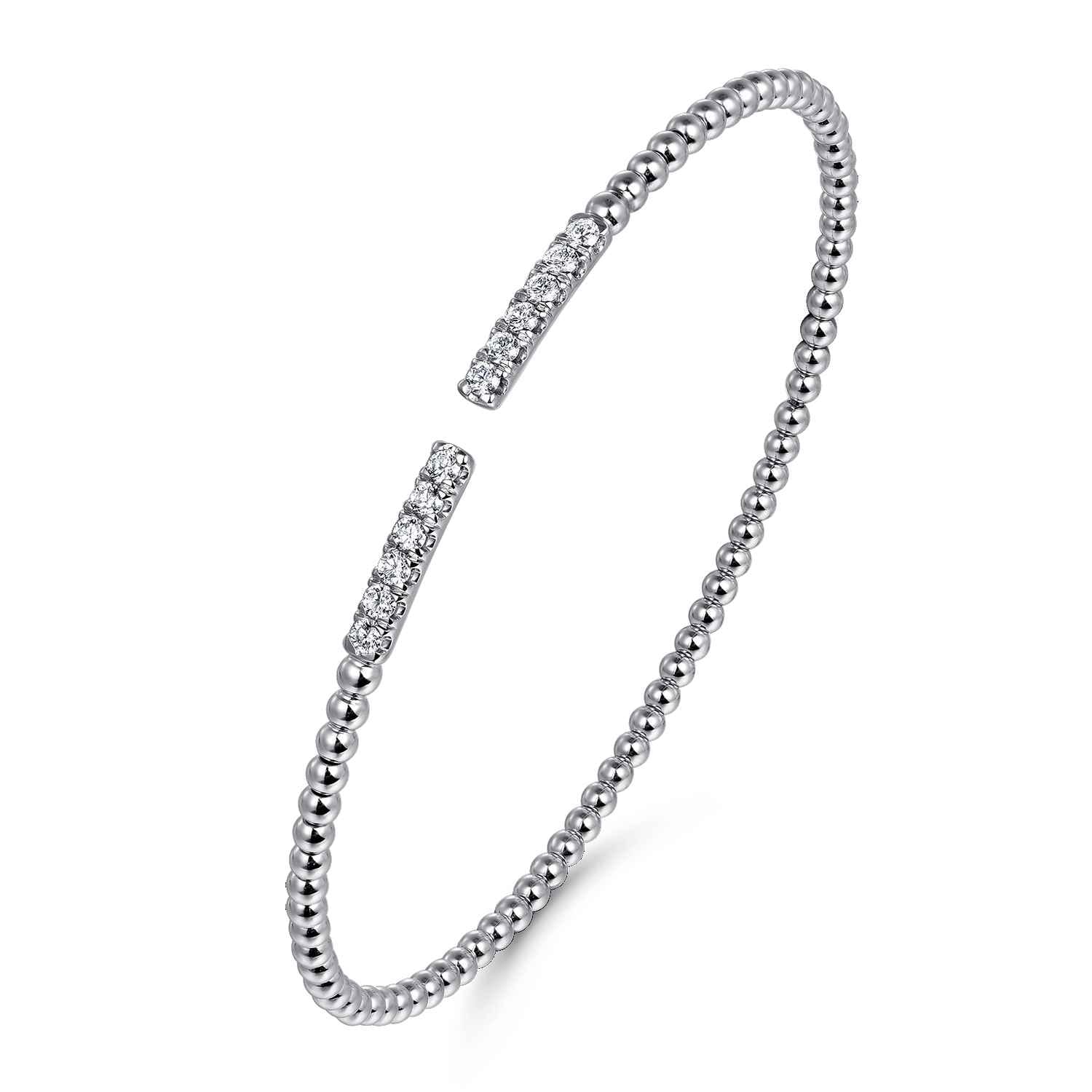 14K White Gold Bujukan Diamond Bars Bangle - 0.3 ct - Shot 2