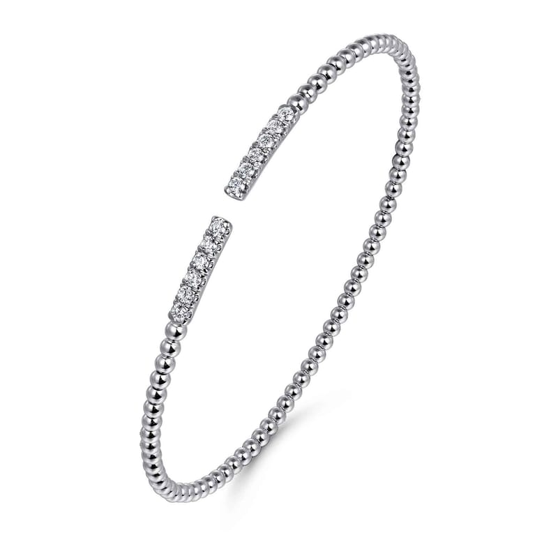 14K White Gold Bujukan Diamond Bars Bangle - 0.3 ct - Shot 2