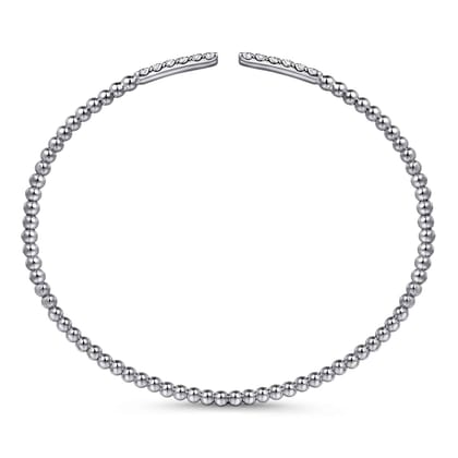 14K White Gold Bujukan Diamond Bars Bangle
