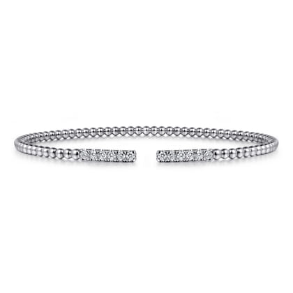 14K White Gold Bujukan Diamond Bars Bangle