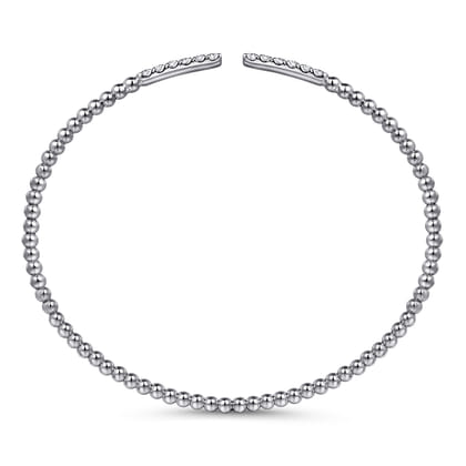 14K White Gold Bujukan Diamond Bars Bangle