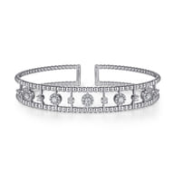 14K White Gold Bujukan Diamond Cluster Cuff Bangle