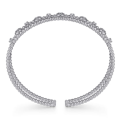 14K White Gold Bujukan Diamond Cluster Cuff Bangle
