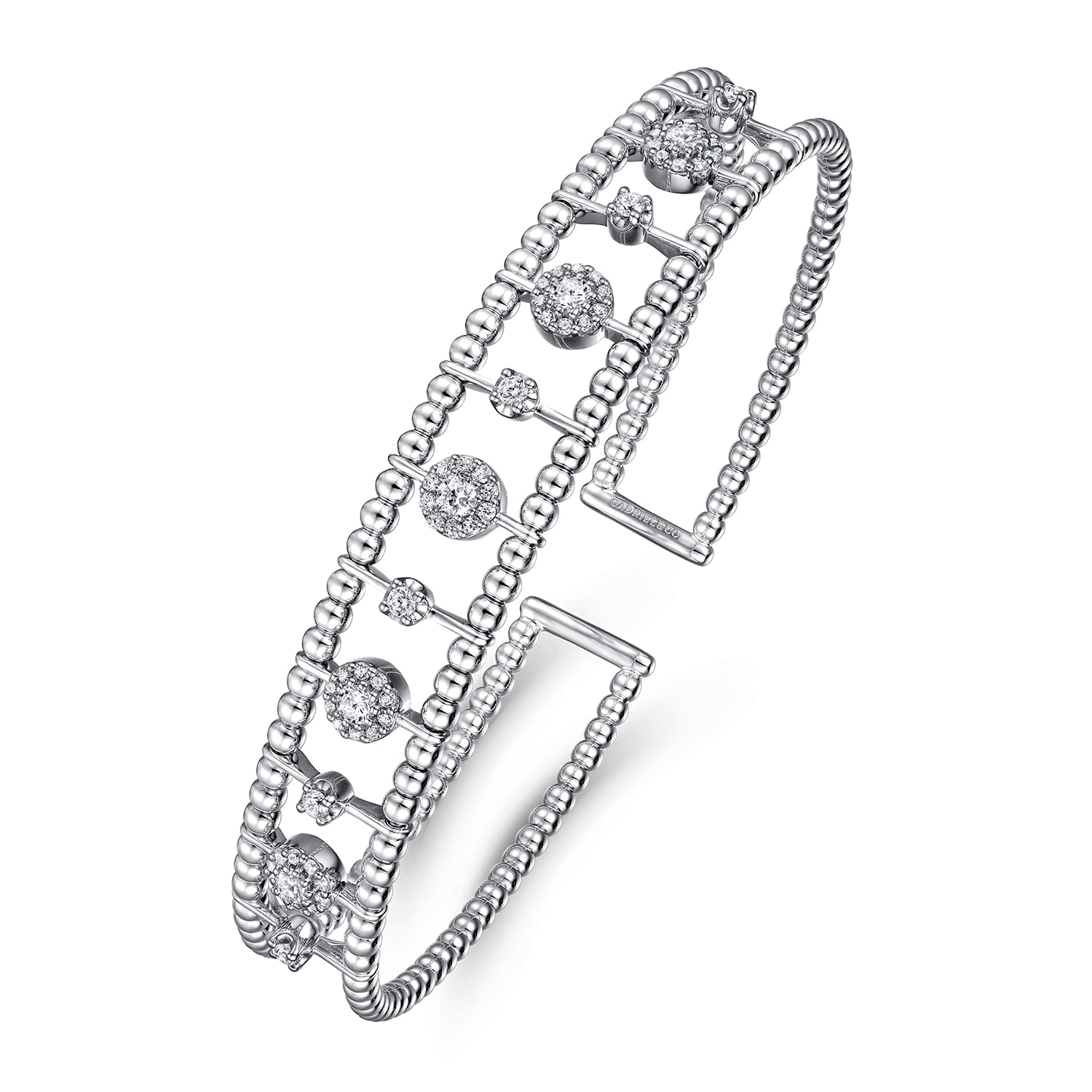 14K White Gold Bujukan Diamond Cluster Cuff Bangle - 0.66 ct - Shot 2