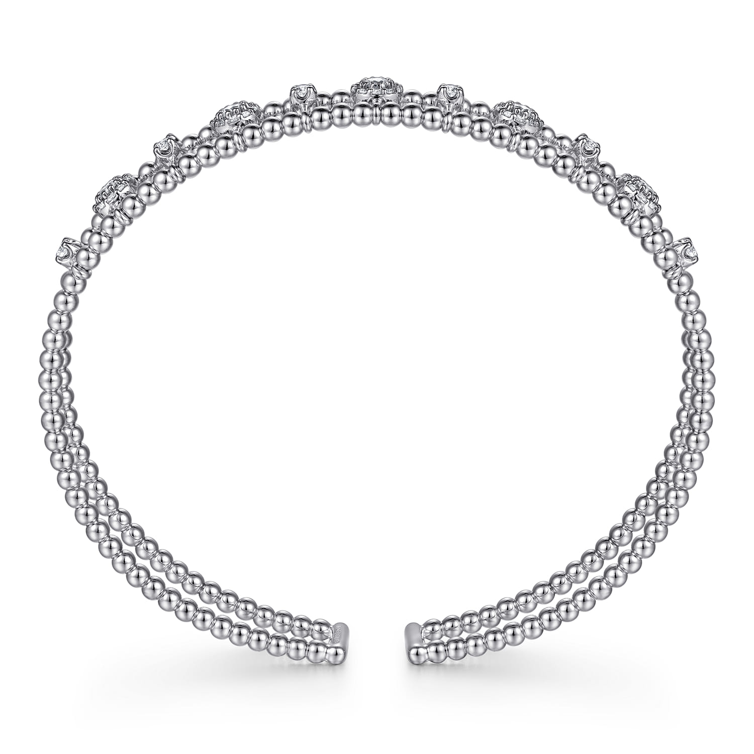 14K White Gold Bujukan Diamond Cluster Cuff Bangle - 0.66 ct - Shot 3