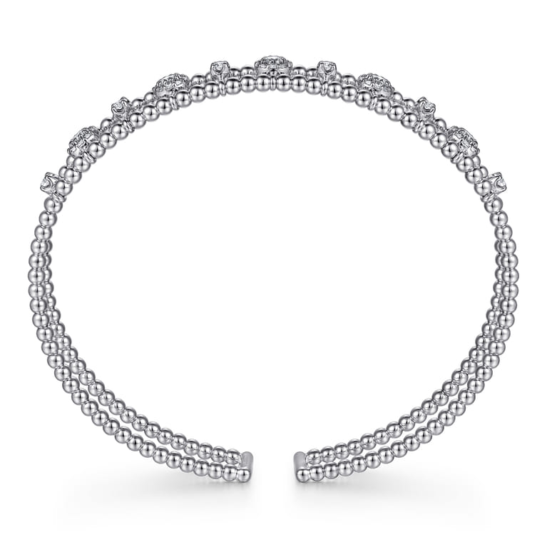 14K White Gold Bujukan Diamond Cluster Cuff Bangle - 0.66 ct - Shot 3