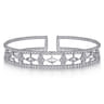 14K White Gold Bujukan Diamond Cluster and Gold Pyramid Cuff Bangle - 0.6 ct