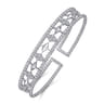 14K White Gold Bujukan Diamond Cluster and Gold Pyramid Cuff Bangle - 0.6 ct