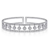 14K White Gold Bujukan Diamond Cuff Bangle