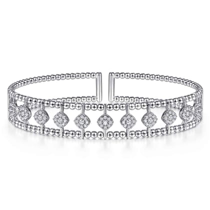 14K White Gold Bujukan Diamond Cuff Bangle