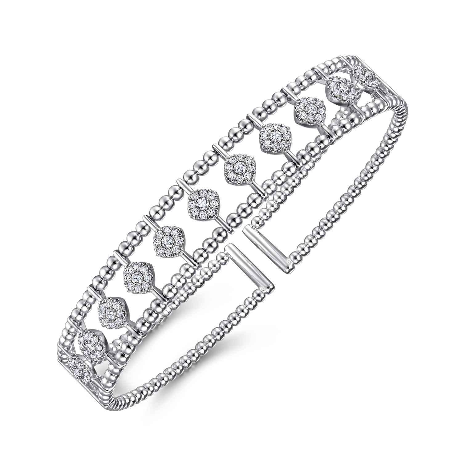 14K White Gold Bujukan Diamond Cuff Bangle - 0.73 ct - Shot 2