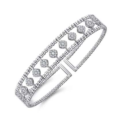 14K White Gold Bujukan Diamond Cuff Bangle
