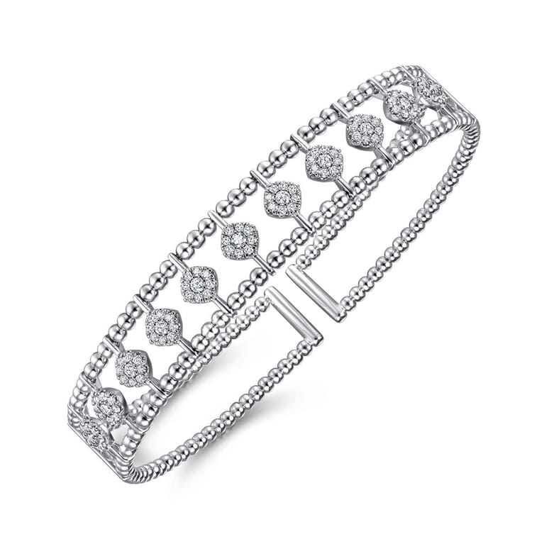14K White Gold Bujukan Diamond Cuff Bangle - 0.73 ct - Shot 2