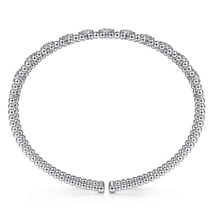 14K White Gold Bujukan Diamond Cuff Bangle