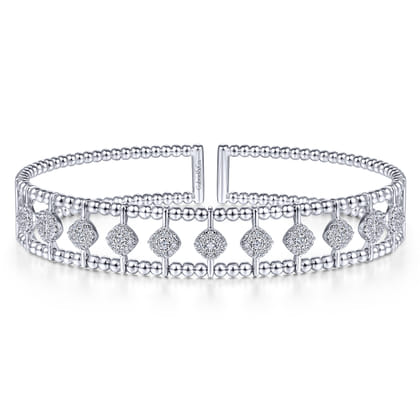 14K White Gold Bujukan Diamond Cuff Bangle