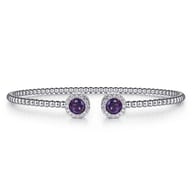 14K White Gold Bujukan Diamond Halo and Amethyst Bangle