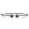 14K White Gold Bujukan Diamond Halo and Amethyst Bangle - 0.15 ct